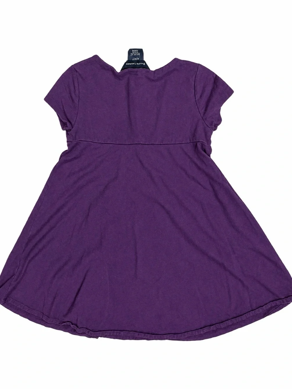 Ralph Lauren Girls Purple Ruffle Dress Size 4/4T Short Sleeve Fit & Flare